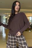 Conrad Batwing Ruffle Cuff Knit Chocolate